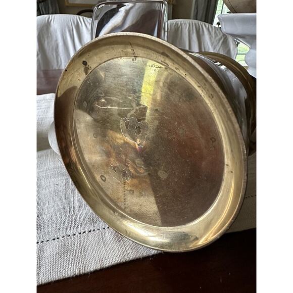 Vintage Brass Tea Pot Kettle Wood Handle Lid Attached, Flaw With The Handle - Picture 12 of 16